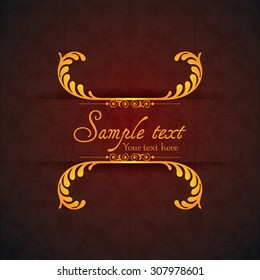 Vintage ornamental template with pattern and decorative frame. Vector illustration.