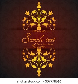 Vintage ornamental template with pattern and decorative frame. Vector illustration.