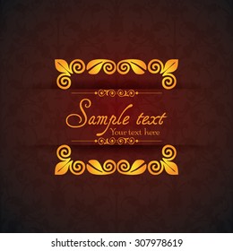 Vintage ornamental template with pattern and decorative frame. Vector illustration.