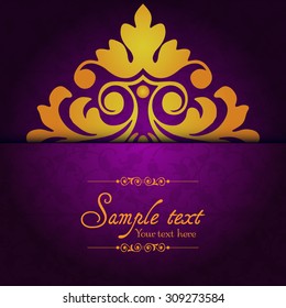Vintage ornamental template with pattern and decorative frame. Vector illustration.