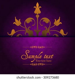 Vintage ornamental template with pattern and decorative frame. Vector illustration.