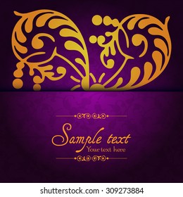 Vintage ornamental template with pattern and decorative frame. Vector illustration.