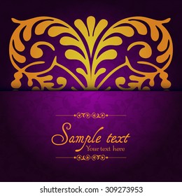 Vintage ornamental template with pattern and decorative frame. Vector illustration.
