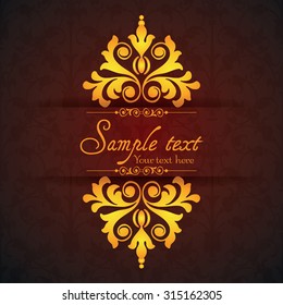 Vintage ornamental template with pattern and decorative frame. Vector illustration.