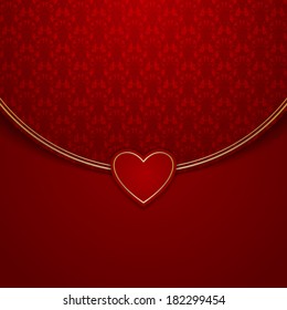 Vintage ornamental template with pattern and heart