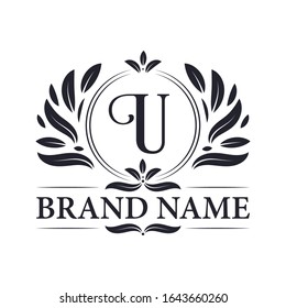 Vintage ornamental U logo design. Luxurious & elegant alphabet U letter logo design template.