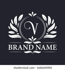 Vintage ornamental V logo design. Luxurious & elegant alphabet V letter logo design template.