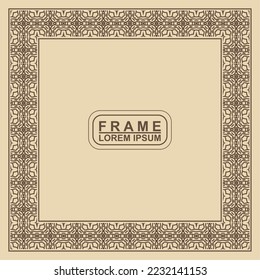 Vintage ornamental vector frame. Vector illustration template for design