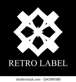 Vintage ornamental white logo template with text. Vector illustration
