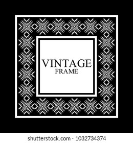 Vintage ornamental white retro frame. Template for design. Vector illustration