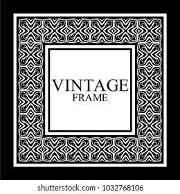 Vintage ornamental white retro frame. Template for design. Vector illustration