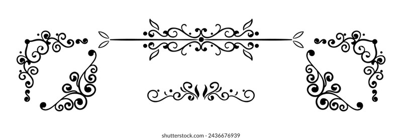 Vintage ornaments collection art in black colour