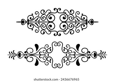 Vintage ornaments collection art in black colour