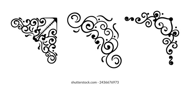 Vintage ornaments collection art in black colour