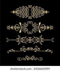 Vintage ornaments collection in black background