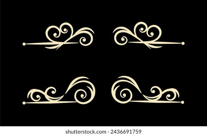 Vintage ornaments collection in black background