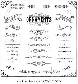 Vintage Ornaments - Collection of hand drawn vintage ornaments - Shutterstock ID 268317989