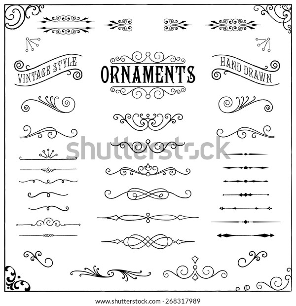 Vintage Ornaments - Collection of hand drawn\
vintage ornaments