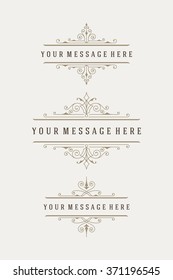Vintage Ornaments Decorations Design Elements and Place For Text. Flourish calligraphic combinations retro design. For Menu Design, Invitations, Posters, Books, Greeting cards. Frames and scrolls set.