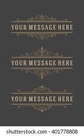 Vintage Ornaments Decorations Design Elements and Place For Text. Flourish calligraphic combinations retro design. For Menu Design, Invitations, Posters, Books, Greeting cards. Frames and scrolls set.