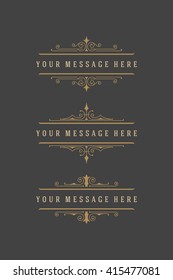 Vintage Ornaments Decorations Design Elements and Place For Text. Flourish calligraphic combinations retro design. For Menu Design, Invitations, Posters, Books, Greeting cards. Frames and scrolls set.