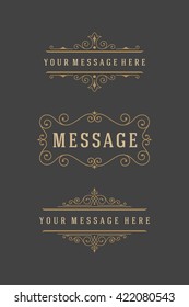 Vintage Ornaments Decorations Design Elements and Place For Text. Flourish calligraphic combinations retro design. For Menu Design, Invitations, Posters, Books, Greeting cards. Frames and scrolls set.