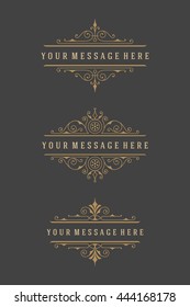 Vintage Ornaments Decorations Design Elements and Place For Text. Flourish calligraphic combinations retro style. 