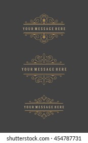 Vintage Ornaments Decorations Design Elements and Place For Text. Flourish calligraphic combinations retro design. For Menu Design, Invitations, Posters, Books, Greeting cards. Frames and scrolls set.