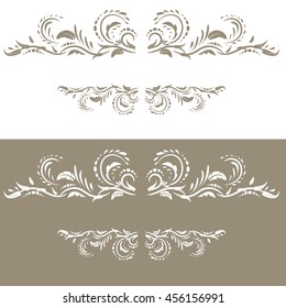 Vintage Ornaments Decorations Design Elements on white and beige background, can be user for wallpaper, invitation, cards,  pattern fills, background,surface textures.