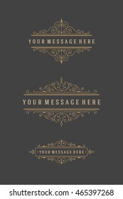 Vintage Ornaments Decorations Design Elements and Place For Text. Flourish calligraphic combinations retro design. For Menu Design, Invitations, Posters, Books, Greeting cards. Frames and scrolls set.