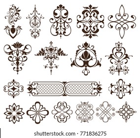Vintage-Ornamente Design-Elemente-Curbs, Rahmen, Sticker, Muster