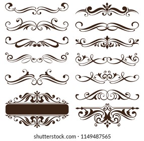 Vintage ornaments design elements floral curlicues white background curbs frame corners stickers illustration of white background illustration