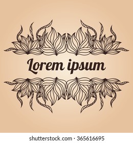 Vintage ornaments with floral elements. Set for invitations, greeting cards and postcards.vector illustration