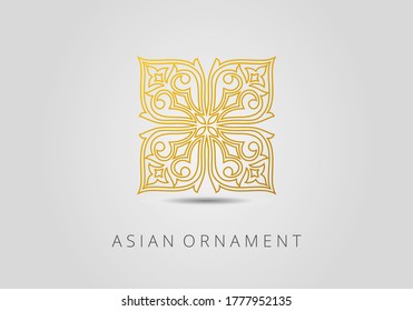 Vintage ornaments in Kazakh traditional style. Asian floral designs. Abstract Asian elements of the national pattern of the ancient nomads of the Kyrgyz, Mongols, Kazakhs, Tatars