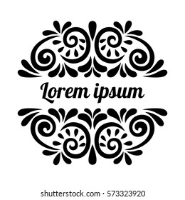 Vintage ornaments set for invitations, greeting cards and postcards. Black frame on a white background. Vector illustration