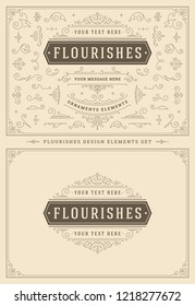 Vintage ornaments swirls and scrolls decorations design elements. Flourishes calligraphic combinations for retro logos, greeting cards, royal crests, frames and Invitations.