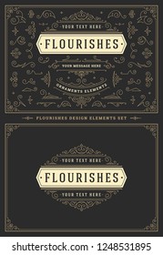 Vintage ornaments swirls and scrolls decorations design elements. Flourishes calligraphic combinations for retro logos, greeting cards, royal crests, frames and Invitations.