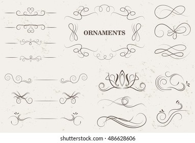 Vintage ornaments.Calligraphic design elements.Vector.