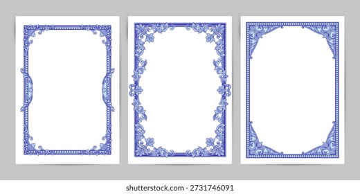 Vintage Ornate A4 Quadros. Ilustração Vetor Elegante, melhor para convite, cartão, folheto, certificado, diploma