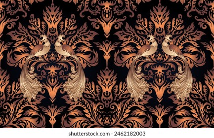 Vintage ornate background in baroque style. Seamless pattern. Wallpaper, textile design. Elegant floral ornament. Vector illustration.
