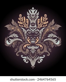 Fondo ornamentado de Antiguas en estilo barroco. Desenmascarar patrón. Fondo de pantalla, diseño textil. Elegante adorno floral. Ilustración vectorial.