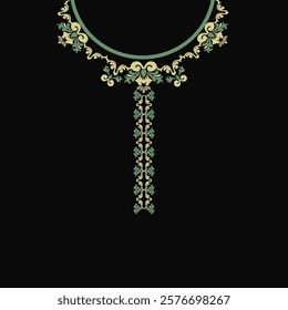 Vintage ornate background in Eastern style. Ornate element for design. Ikat embroidery necklace design for shirts and tops.