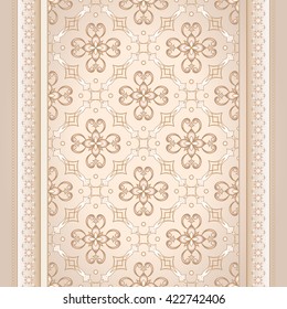 Vintage ornate beige border in Eastern style. Vintage pattern for invitations, birthday, greeting cards, wallpaper. Traditional floral decor. Pattern fill.