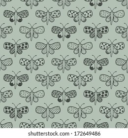 Vintage ornate bohemian butterflies pattern