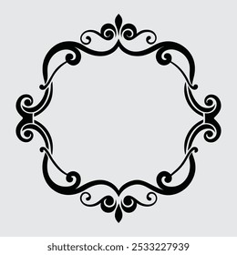 Vintage Ornate Border Design Black and White Icon for Timeless Elegance.