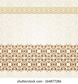 Vintage ornate border in Eastern style.  Ornate frame for greeting card and wedding invitation. Vector invitation
