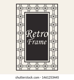 Vintage ornate border frame with ornamental elements, calligraphy swirls and ornament. Can be used for retro invitations and royal certificates.