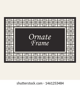Vintage ornate border frame with ornamental elements, calligraphy swirls and ornament. Can be used for retro invitations and royal certificates.