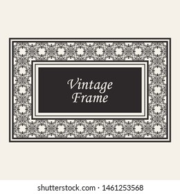 Vintage ornate border frame with ornamental elements, calligraphy swirls and ornament. Can be used for retro invitations and royal certificates.