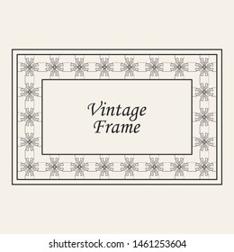Vintage ornate border frame with ornamental elements, calligraphy swirls and ornament. Can be used for retro invitations and royal certificates.
